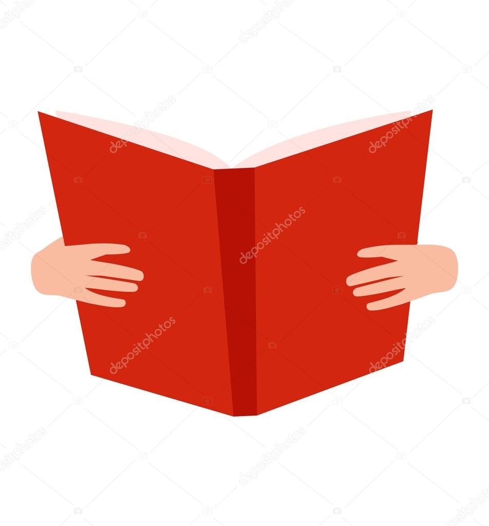 Open book with hands vector illustration.