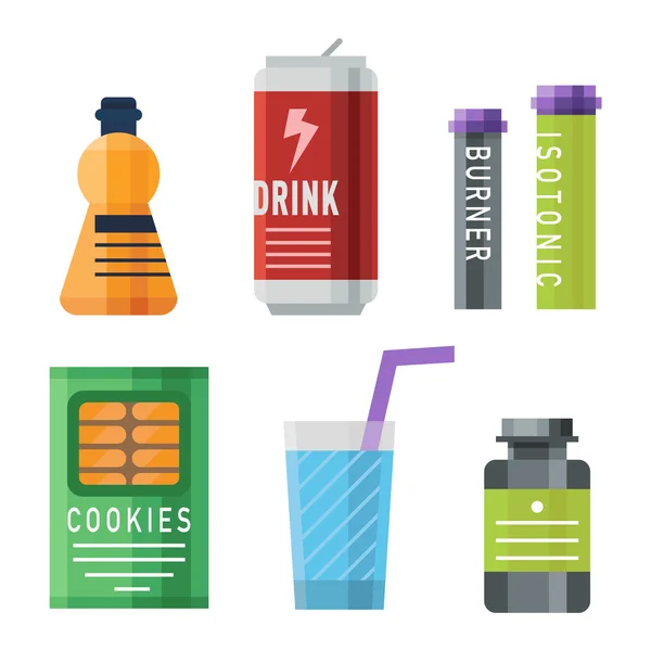 Sports food nutrition icons — Stock Vector