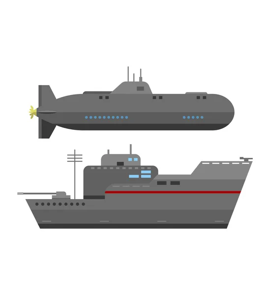 Militär skepps vektor illustration. — Stock vektor