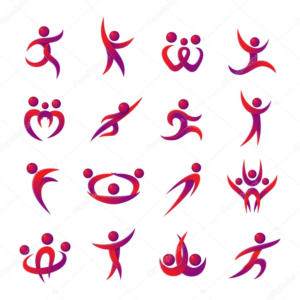 Silhouette of abstract people icon and abstract silhouette people. Performance silhouette logo people abstract figure pose. Set of abstract people logo silhouettes vector icon