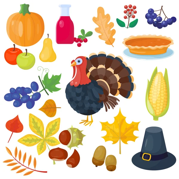 Thanksgiving icons vector set — Stock Vector