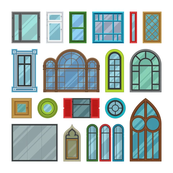 Different house windows vector elements — Stock Vector