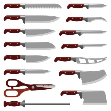 Mutfak bıçak koleksiyonu vektör