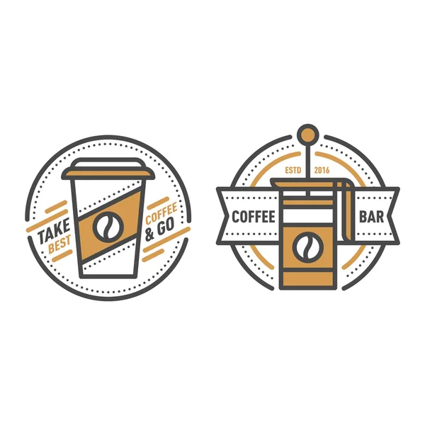 Emblema do logotipo do vetor monograma café — Vetor de Stock