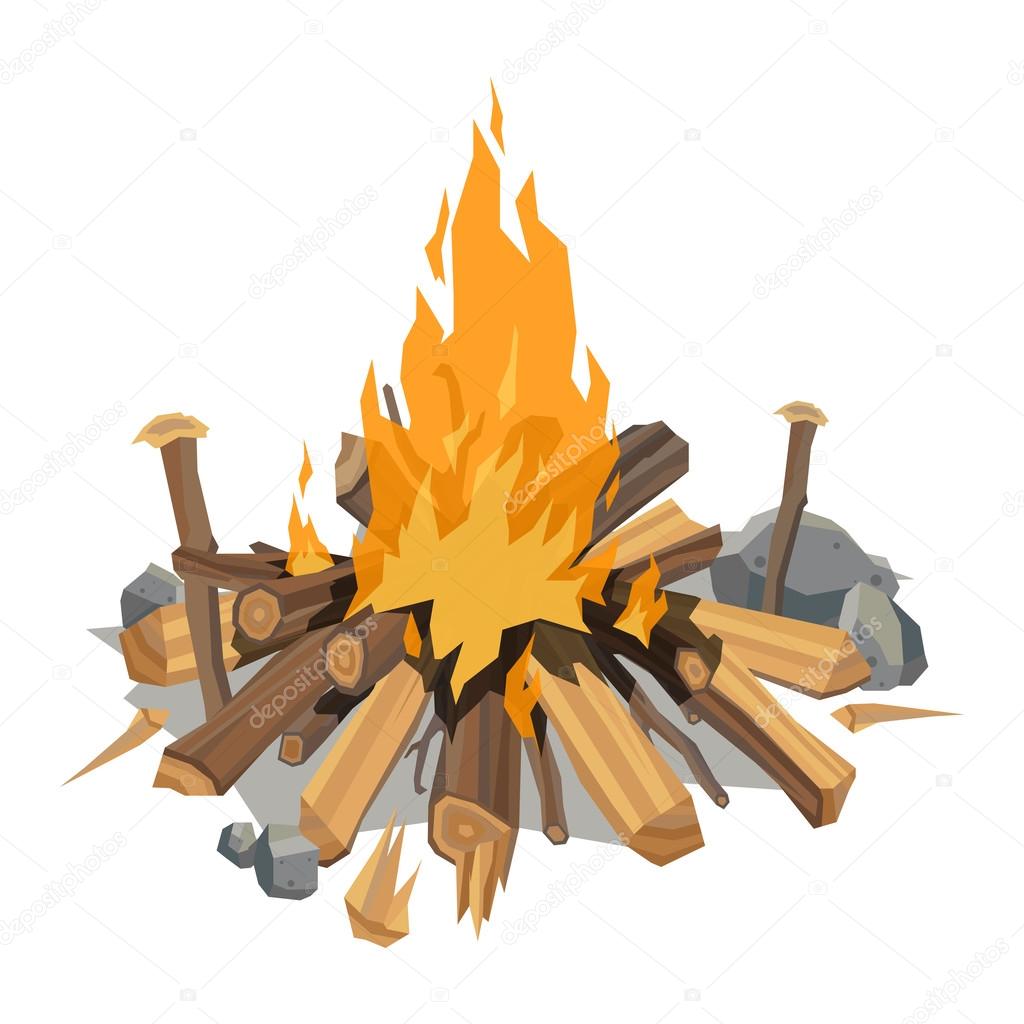 Bonfires isolated vector illustration.