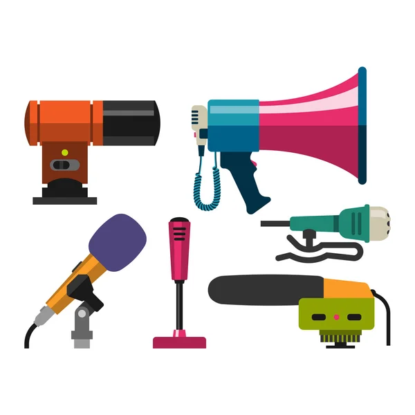 Different microphones vector icons — Stock Vector