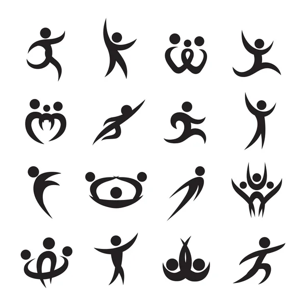 Abstract people silhouette icon — Stock Vector