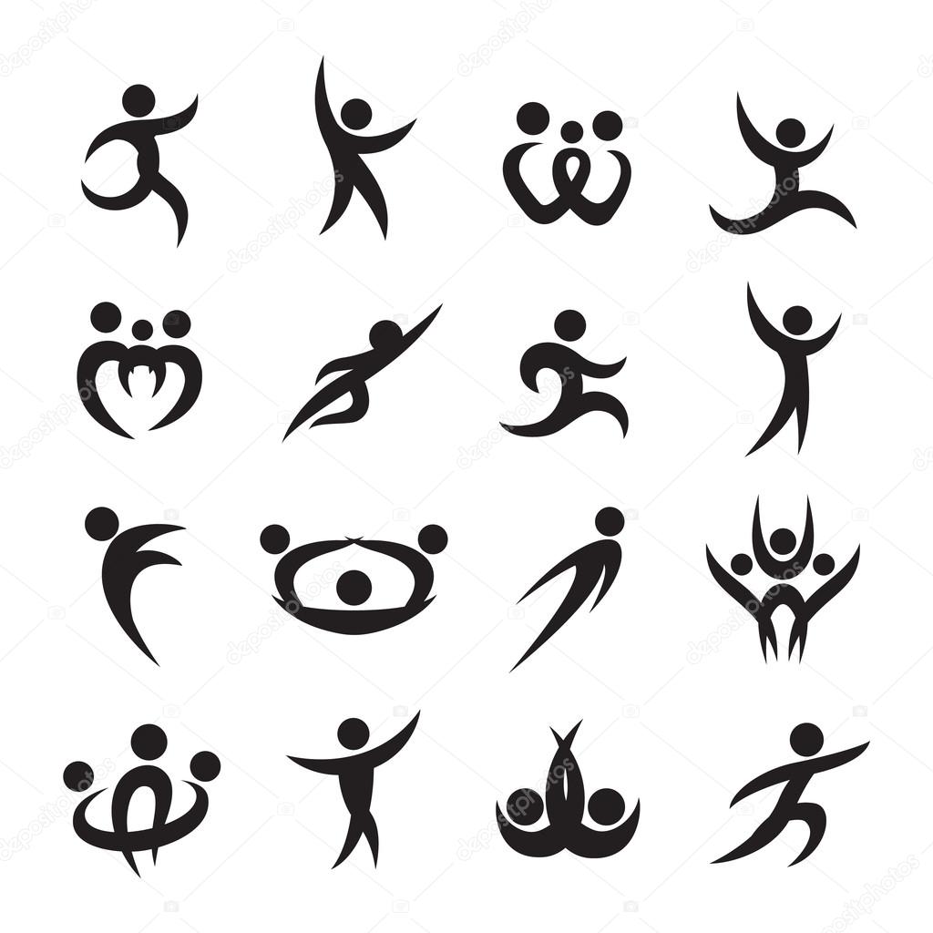 Silhouette of abstract people icon and abstract silhouette people. Performance silhouette logo people abstract figure pose. Set of abstract people logo silhouettes vector icon