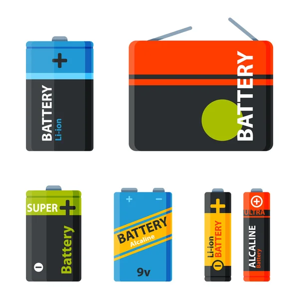 Grupo de ícones de vetor de baterias diferentes —  Vetores de Stock