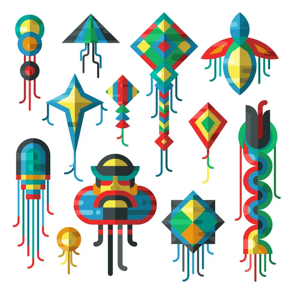 Flying colorful kite vector illustration. — Stock Vector