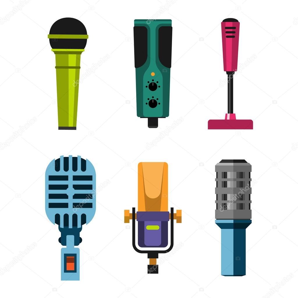 Different microphones vector icons