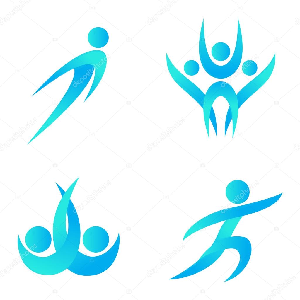 Silhouette of abstract people icon and abstract silhouette people. Performance silhouette logo people abstract figure pose. Set of abstract people logo silhouettes vector icon