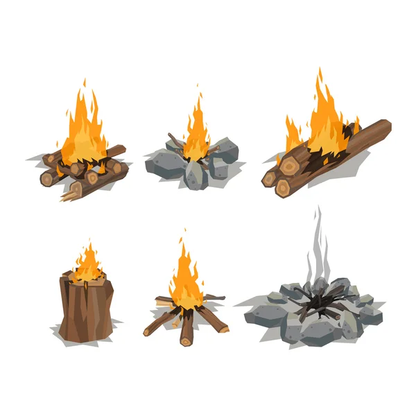 Bonfires isolated vector illustration. — Stock Vector