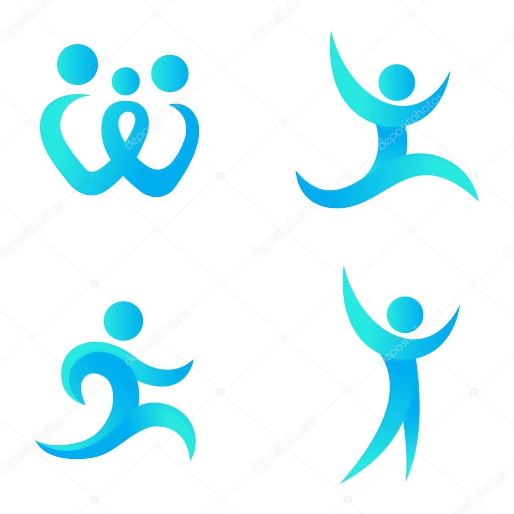 Silhouette of abstract people icon and abstract silhouette people. Performance silhouette logo people abstract figure pose. Set of abstract people logo silhouettes vector icon