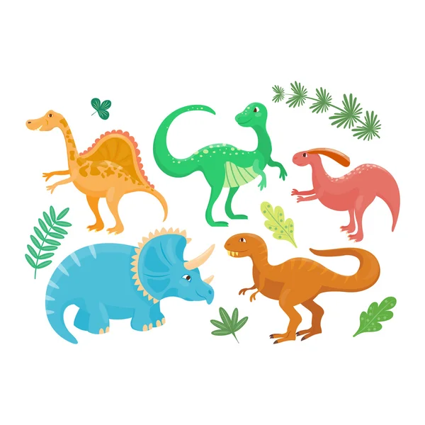 Dibujos animados dinosaurios vector ilustración . — Vector de stock