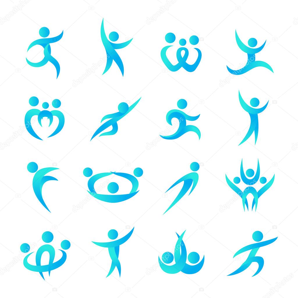 Silhouette of abstract people icon and abstract silhouette people. Performance silhouette logo people abstract figure pose. Set of abstract people logo silhouettes vector icon