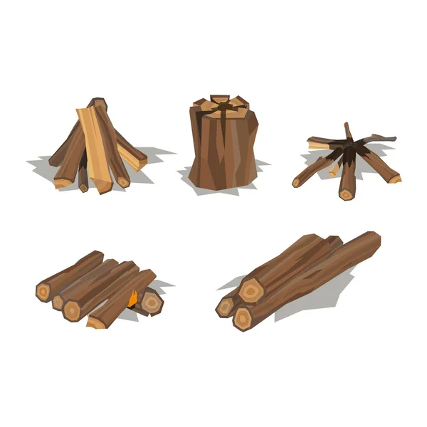 Drewno kominkowe stosu wektor drewnianych materiałów. — Wektor stockowy