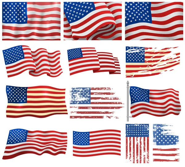 Spojené státy americké vlajky vektorové sada. — Stockový vektor