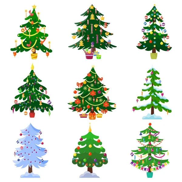 Christmas tree set vector. — Stock Vector