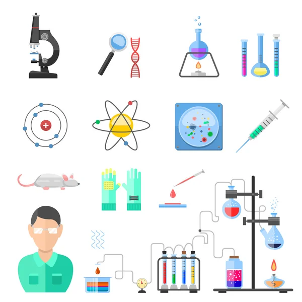 Laboratory symbols chemistry icons vector. — Stock Vector