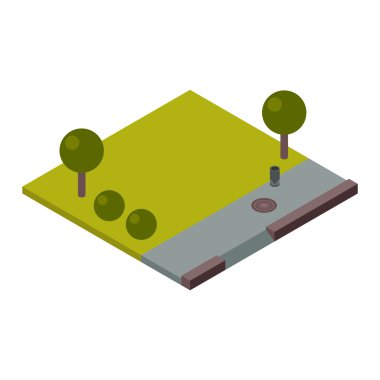 İzometrik arazi bölümü illüstrasyon