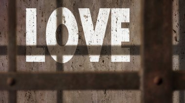 Love On A Wall With Jail Bars Shadow clipart