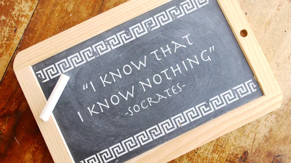 The phrase I know that I know nothing, sometimes called the Socratic paradox. — Stock Photo, Image