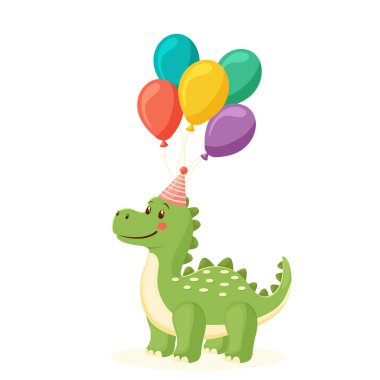 Balonlu Şirin Bebek Dinozor Çizgi Filmi Yalıtılmış Doğum Günü Partisi.