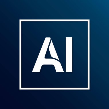 Yapay Zeka AI Teknoloji Logo Simgesi Tasarım Vektörü.