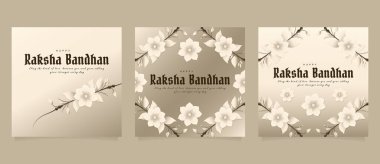 Mutlu Raksha Bandhan Sosyal Medya Posta Şablonu Minimum Çiçek.