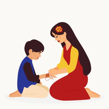 Kardeş Tying Rakhi Bilezik Kardeş Geleneksel Hint Festivali Raksha Bandhan.