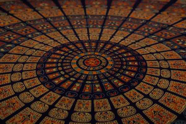 Mandala Texture Tissu Orange Blue Red Circle Pattern — Photo