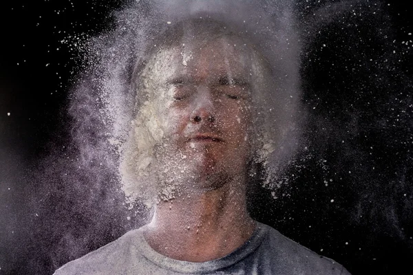 Liszt robbanás arc portré absztrakt fiatalember — Stock Fotó