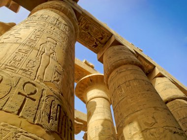 Columns in the Great Hypostyle Hall Temples of Karnak (ancient Thebes). Luxor, Egypt. clipart