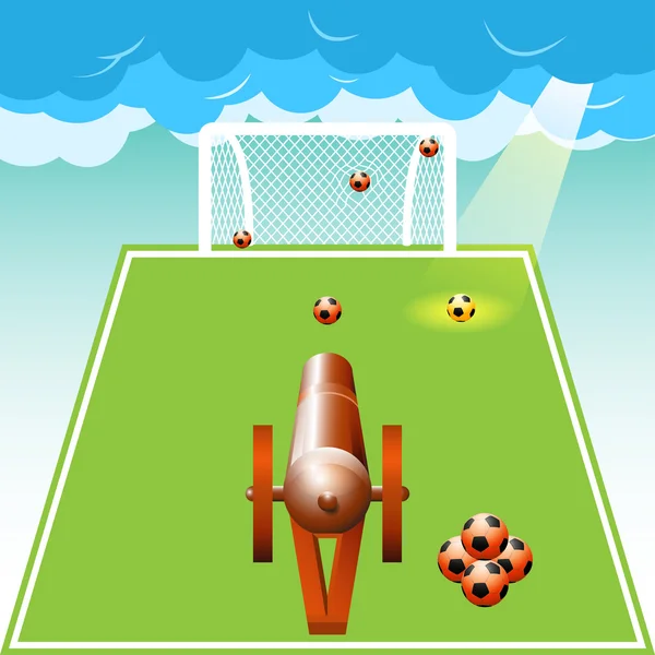 Cañón y pelota de fútbol — Vector de stock