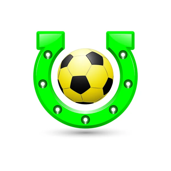 Soccer ball with a horseshoe — Stock Vector