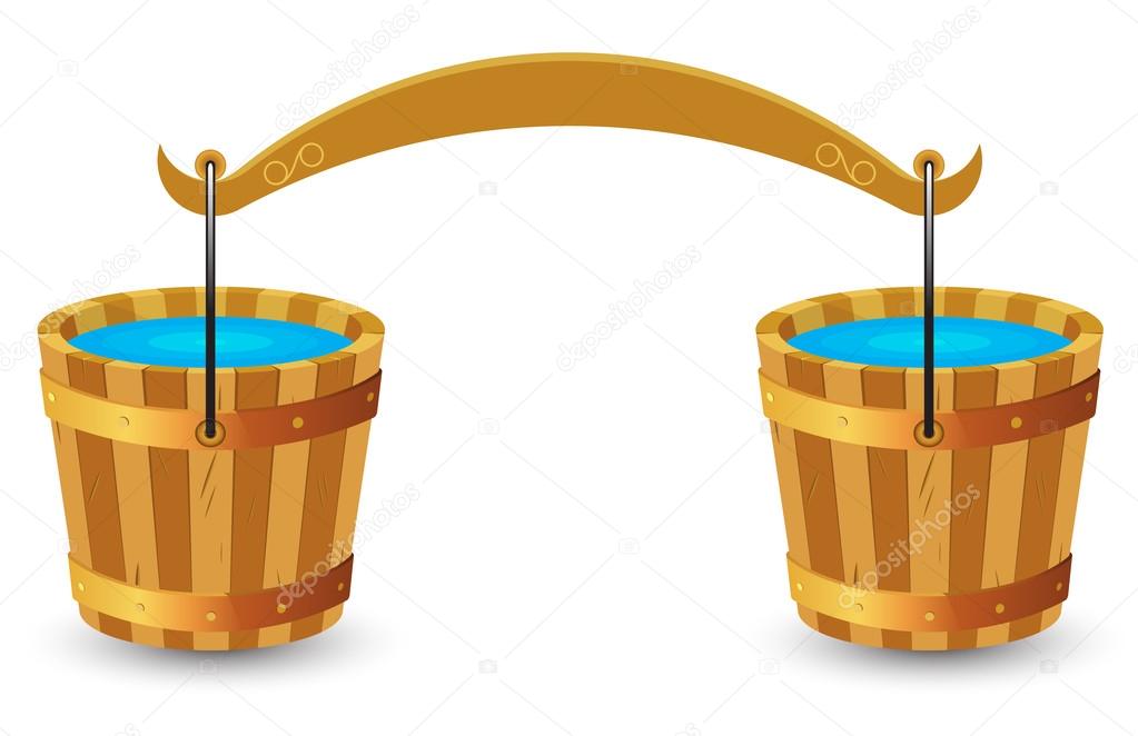 Two wooden buckets
