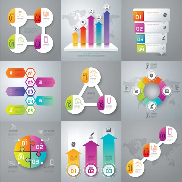 Set di modelli di progettazione infografica — Vettoriale Stock