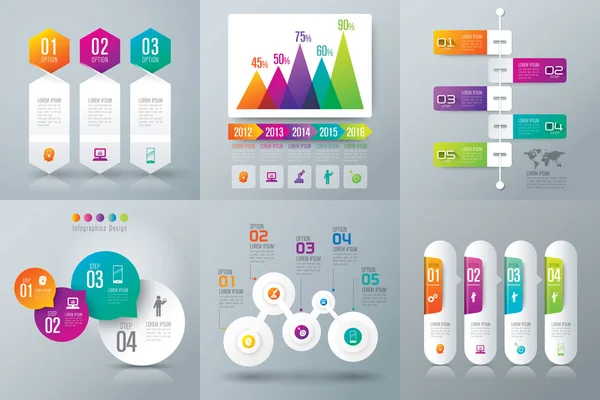 Conjunto de plantillas de diseño de infografías — Archivo Imágenes Vectoriales