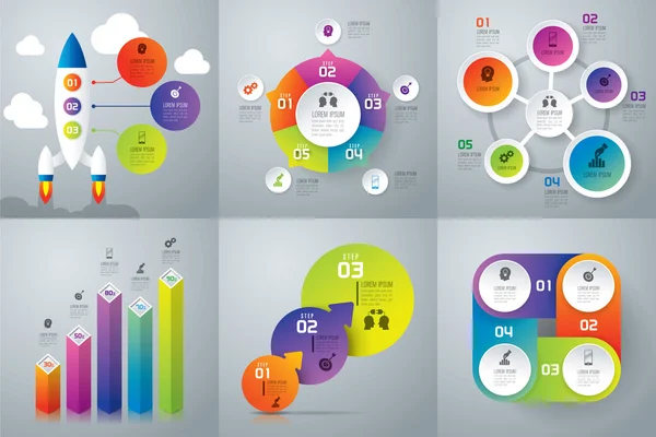 Ensemble de modèles de conception d'infographies — Image vectorielle