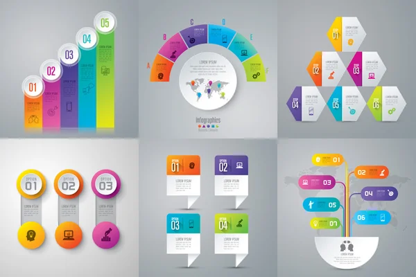 Conjunto de plantillas de diseño de infografías — Archivo Imágenes Vectoriales