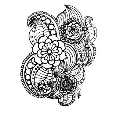 Vektör çizim çiçek, doodle, desen. 