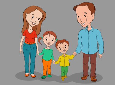 Anne, baba, oğlum ve kızım git ve gülümse