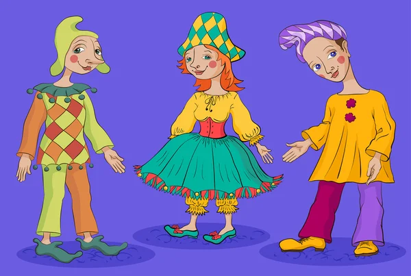 Harlequin, Columbine ve Pierrot commedia dell'arte