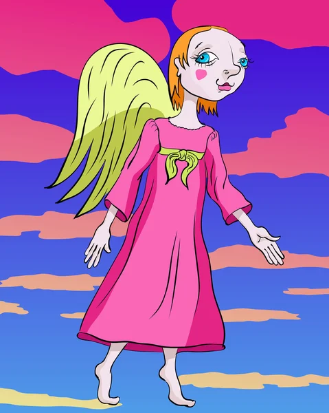 pembe elbise pembe clou zemin karşı duran melek