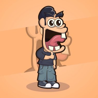 Büyük kafalı ve gülümseyen birini canlandırmak.