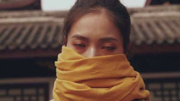 Mystérieux asiatique femme portrait — Video