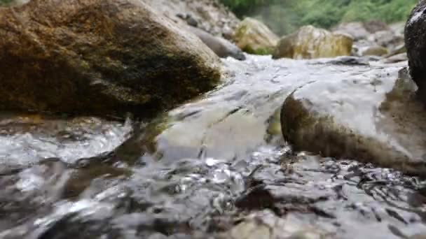 スローモーションで流れる川の水の自然背景 — ストック動画