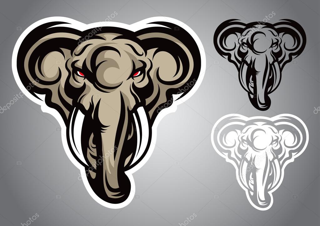 Elephant head logo vector emblem illustration design idea creative