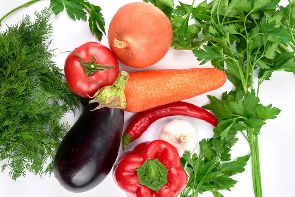 Lebensmittel Hintergrund Gemüse Und Gemüse Der Saison Auf Einem Weißen — Stockfoto